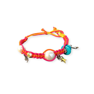 FIRE TROPICAL SUNRISE PEARL TURQUOISE LUCKY CHARM SILK ROCKER ANKLET Joie DiGiovanni Anklet Joie DiGiovanni