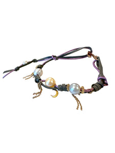 TROPICAL DUSK SKY PEARL LUCKY CHARM GOLD CHAIN ROCKER ANKLET Joie DiGiovanni Anklet Joie DiGiovanni