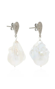 Diamond Teardrop and Baroque Pearl Earrings - Joie DiGiovanni 