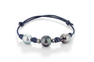 Blue Ocean Diamond Tahitian Pearl Leather Bracelet - Joie DiGiovanni 