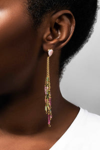 Pink Opal Multi Tourmaline Chain Stud Eary - Joie DiGiovanni 