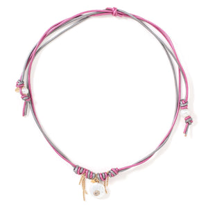 Barbie Dusk Sky Gemburst Pearl Gold Star Chain Leather Necklace - Joie DiGiovanni 