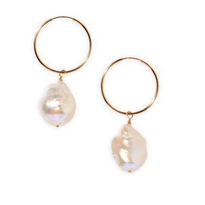 Baroque Pearl Gold Hoop Earrings Joie DiGiovanni