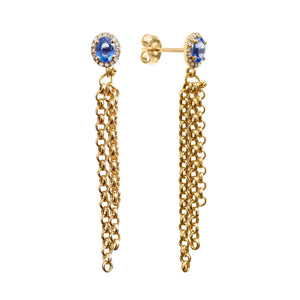 Blue Sapphire Gemburst Diamond Chain Studs Joie DiGiovanni