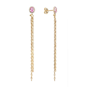 Pink Sapphire Gemburst Diamond Chain Studs Joie DiGiovanni