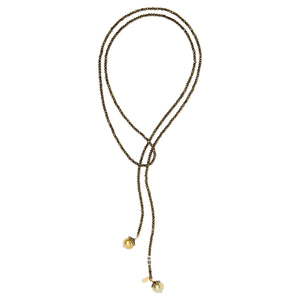 Pyrite and Gold Tahitian Pearl Classic Gemstone Lariat Joie DiGiovanni