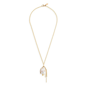 Rainbow Golden Chain Pearl Oasis Flower Drop Necklace Joie DiGiovanni