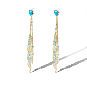 Turquoise Aquamarine Chain Stud Earrings Joie DiGiovanni