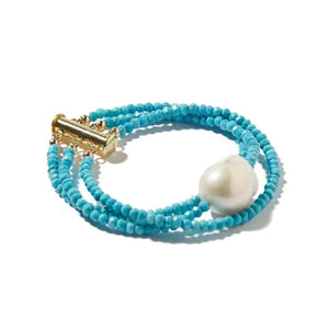 Turquoise Baroque Pearl Triple Gemstone Bracelet Joie DiGiovanni