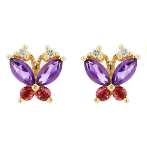 Volare Pink Tourmaline and Amethyst Butterfly Studs Joie DiGiovanni