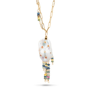 Oasis Gold Rainbow Sapphire Paperclip Necklace - Joie DiGiovanni 