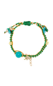 GREEN ELEPHANT TURQUOISE GOLD SILK ROCKER BRACELET Joie DiGiovanni Bracelet Joie DiGiovanni