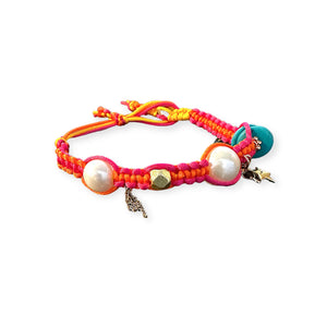 FIRE TROPICAL SUNRISE PEARL TURQUOISE LUCKY CHARM SILK ROCKER ANKLET Joie DiGiovanni Anklet Joie DiGiovanni