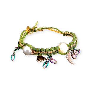 FOREST ANGEL PEARL ROSE GOLD LUCKY CHARM SILK ROCKER ANKLET Joie DiGiovanni Anklet Joie DiGiovanni