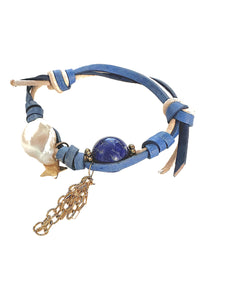 STARRY BLUE SKY BAROQUE PEARL LAPIS GOLD ROCKER BRACELET Joie DiGiovanni Bracelet Joie DiGiovanni