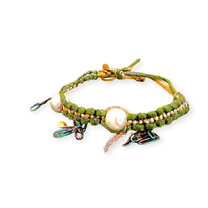 FOREST ANGEL PEARL ROSE GOLD LUCKY CHARM SILK ROCKER ANKLET Joie DiGiovanni Anklet Joie DiGiovanni