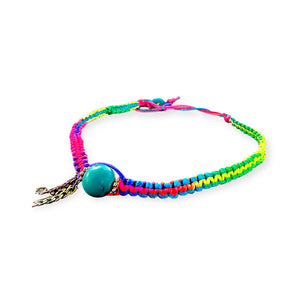 NEON RAINBOW ROCKER TURQUOISE AND CHAIN SILK ROCKER CHOKER Joie DiGiovanni Necklace Joie DiGiovanni