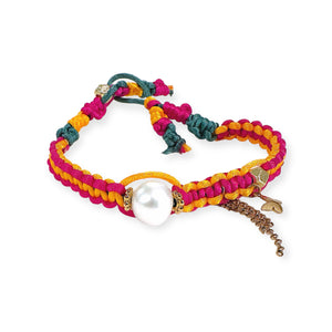 PINK SUNRISE PEARL GOLD STAR AND CHAIN SILK ROCKER ANKLET Joie DiGiovanni Anklet Joie DiGiovanni