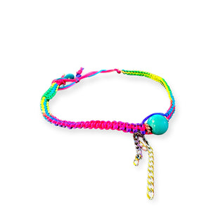 NEON RAINBOW ROCKER TURQUOISE AND CHAIN SILK ROCKER CHOKER Joie DiGiovanni Necklace Joie DiGiovanni