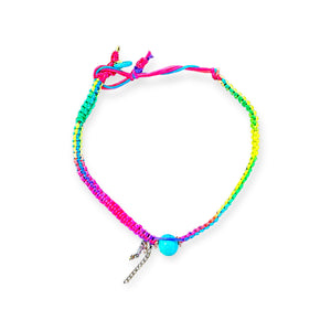 NEON RAINBOW ROCKER TURQUOISE AND CHAIN SILK ROCKER CHOKER Joie DiGiovanni Necklace Joie DiGiovanni