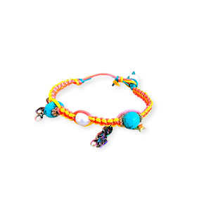 TURQUOISE CORAL STARRY SKY PEARL SILK ROCKER ANKLET Joie DiGiovanni Anklet Joie DiGiovanni