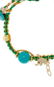 GREEN ELEPHANT TURQUOISE GOLD SILK ROCKER BRACELET Joie DiGiovanni Bracelet Joie DiGiovanni