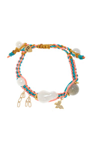 TROPICAL MERMAID BAROQUE PEARL GOLD LUCKY CHARM AND CHAIN SILK ROCKER BRACELET Joie DiGiovanni Bracelet Joie DiGiovanni