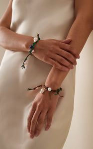 Knotted Leather 18k Yellow Gold Pearl Gemburst Bracelet Joie DiGiovanni Bracelet Joie DiGiovanni