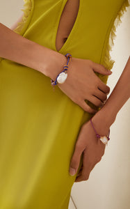 Grapefruit Baroque Pearl Gold Heart, Chain and Diamond Leather Bracelet Joie DiGiovanni  Joie DiGiovanni