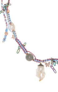 MERMAID BARBIE PEARL DIAMOND DAGGER LUCKY CHARM SILK ROCKSTAR NECKLACE Joie DiGiovanni Necklace Joie DiGiovanni