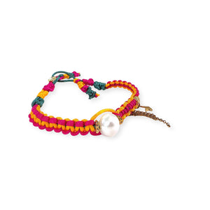 PINK SUNRISE PEARL GOLD STAR AND CHAIN SILK ROCKER ANKLET Joie DiGiovanni Anklet Joie DiGiovanni