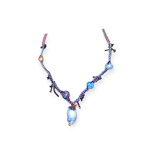 MERMAID BARBIE PEARL DIAMOND DAGGER LUCKY CHARM SILK ROCKSTAR NECKLACE