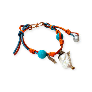 MEXICAN TROPICAL GARDEN DIAMOND PEARL TURQUOISE GOLD ROCKSTAR ANKLET Joie DiGiovanni Anklet Joie DiGiovanni