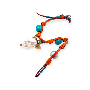 MEXICAN TROPICAL GARDEN DIAMOND PEARL TURQUOISE GOLD ROCKSTAR ANKLET Joie DiGiovanni Anklet Joie DiGiovanni