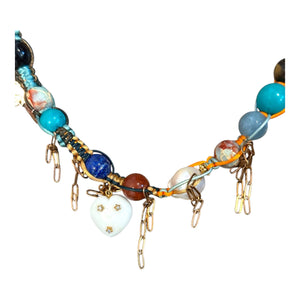 TURQUOISE ARIZONA DESERT IN LOVE LUCKY CHARM ROSE GOLD ROCKSTAR CHOKER Joie DiGiovanni Necklace Joie DiGiovanni