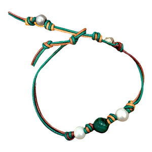 GREEN WITH ENVY MALACHITE LEATHER ANKLET X SHOPBAZAAR Joie DiGiovanni Anklet Joie DiGiovanni