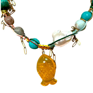 TULUM SKY ORANGE GLOW FISH ROCKER CHOKER Joie DiGiovanni Necklace Joie DiGiovanni