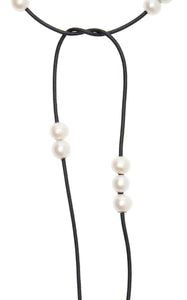 Leather and Scattered Pearl Lariat (Multiple Colors) - Joie DiGiovanni 