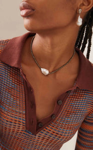 Pyrite Single Baroque Pearl Gemstone Necklace - Joie DiGiovanni 