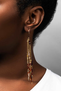 Brown Sugar Hammered Marquis Hoop Earrings - Joie DiGiovanni 