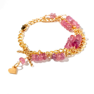 Raspberry Sherbert Heart Charm Bracelet - Joie DiGiovanni 