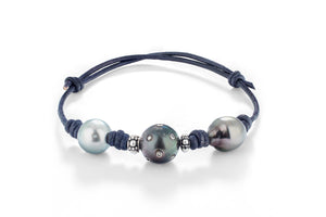 Blue Ocean Diamond Tahitian Pearl Leather Bracelet - Joie DiGiovanni 