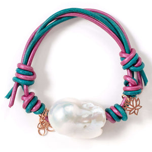 Under The Sea Baroque Pearl Rose Gold Flower Chain Bracelet - Joie DiGiovanni 