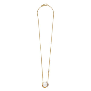 14k Gold Floating Diamond Pearl Pendant Necklace