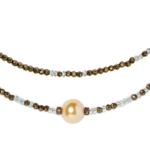 Aquamarine Ombre Single Tahitian Pearl Gemstone Necklace Joie DiGiovanni