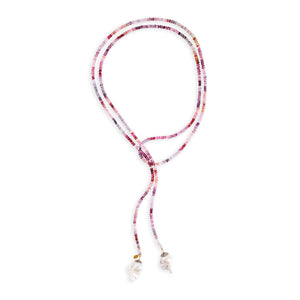 Cotton Candy Spinel and Diamond Gold Baroque Pearl Lariat Joie DiGiovanni