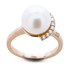 Diamond Floating 14k Gold Pearl Ring Joie DiGiovanni
