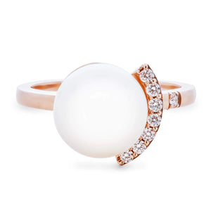 Diamond Floating 14k Gold Pearl Ring Joie DiGiovanni