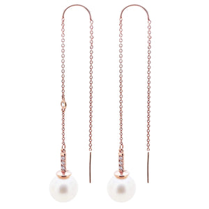 Diamond Pearl Threader Earrings Joie DiGiovanni