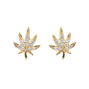 Diamond Pot Leaf Stud Earrings Joie DiGiovanni